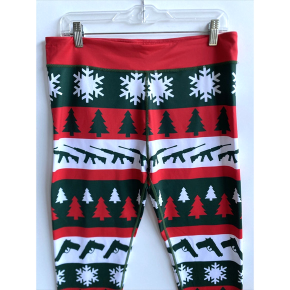 XLUSION Gun Print Ugly Christmas Leggings Holiday Pants Stretch Size XL - Picture 3 of 5